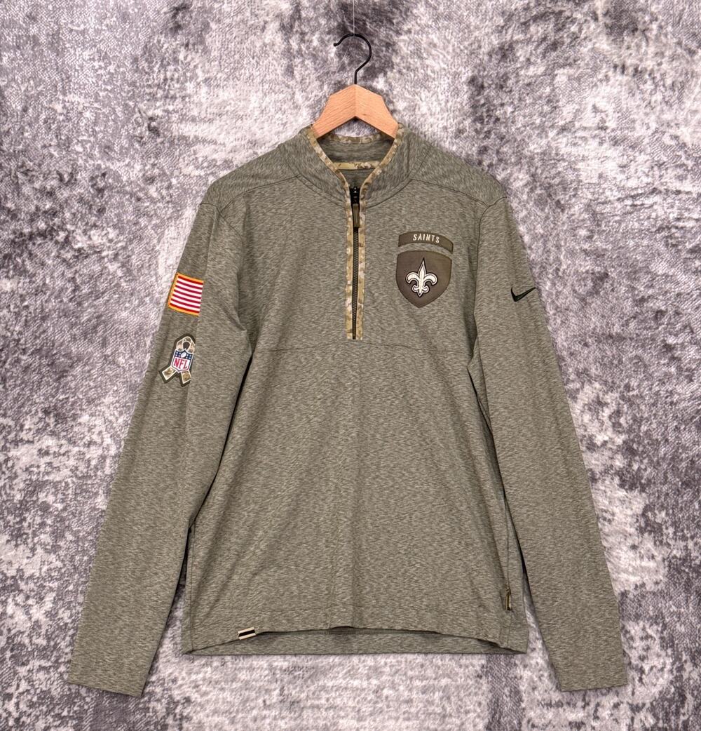 Nike Pullover Medium Mens New Orleans Saints Salute To Service 1/4 Zip